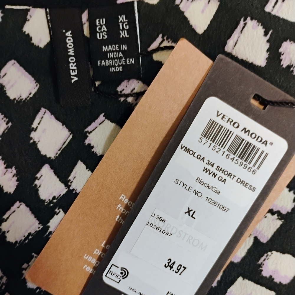 Vero Moda Black and White Patterned Dress - Picture 3 of 3